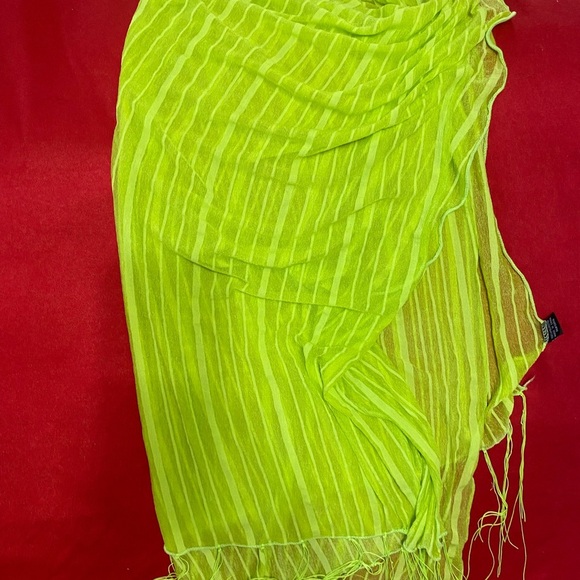Lime Green Striped Women's Scarf - Picture 1 of 6